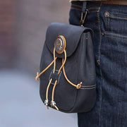 Genuine Leather Drawstring Pouch Purse Waist Bag Portable Wallet Belt Pouch