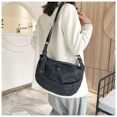 Adjustable Nylon Crossbody Bag Women Large Crescent Shoulder Bag