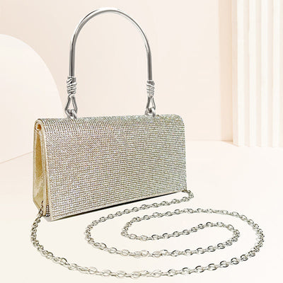 Evening Bag For Women Glitter Diamond Leather Lightweight Wrist Bag