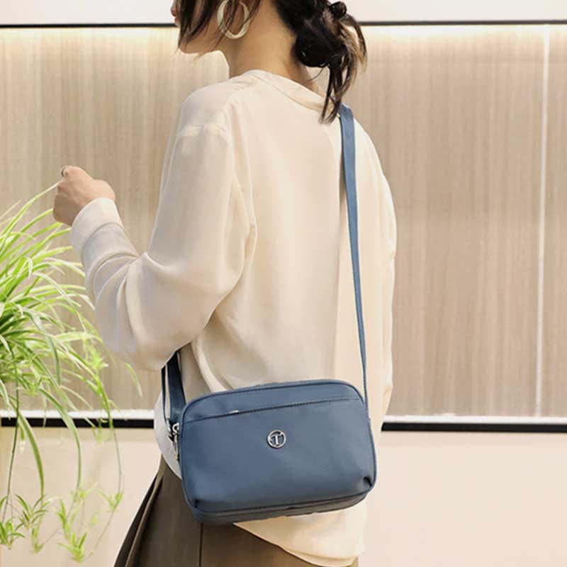 Triple Zip Small Crossbody Purse for Women Lightweight Casual Shoulder Bag