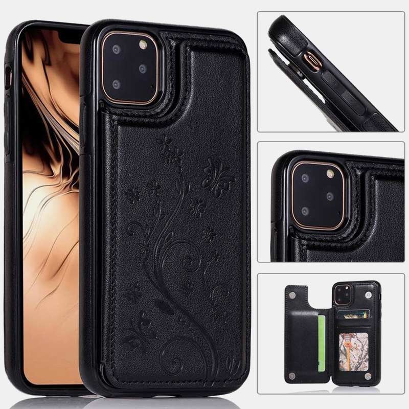 Phone Case Kickstand for iPhone with Card Holder Double Magnetic Clasp