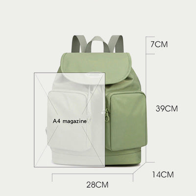 Backpack For Women Simple Drawstring Closure Waterproof Nylon Travel Bag