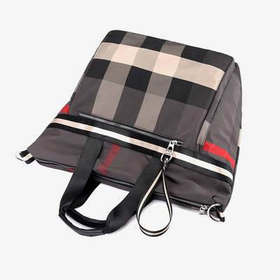 Tote Bag For Women Plaid Pattern Nylon Shoulder Bag