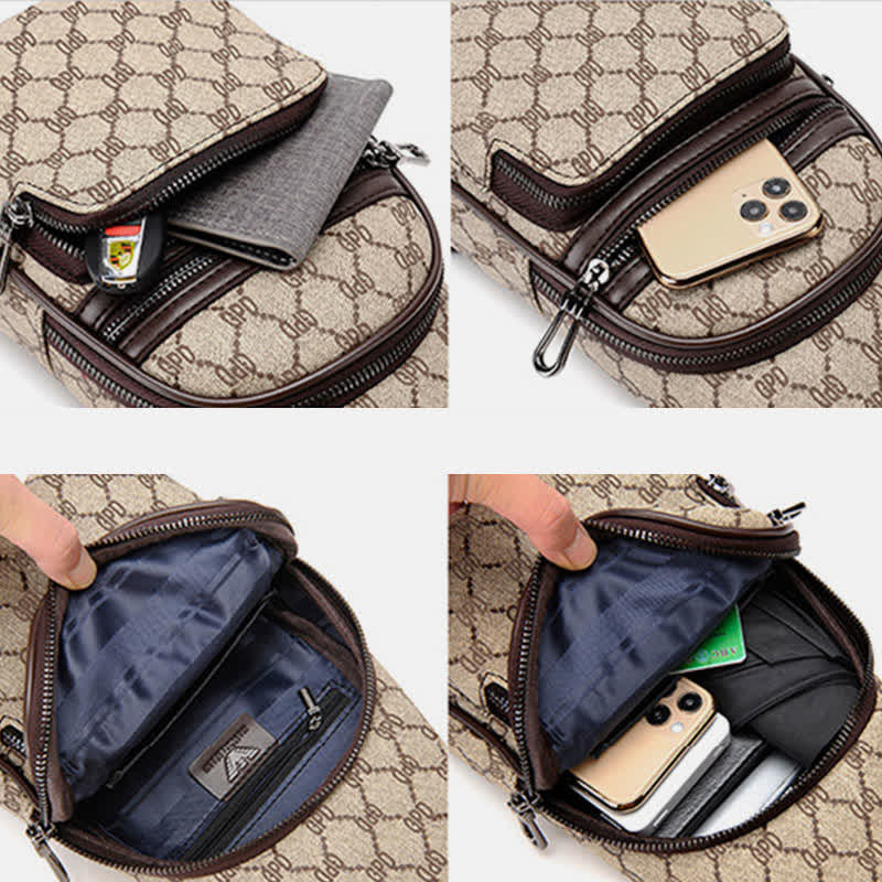 Leather Crossbody Bag Shoulder Sling Bag Casual Chest Bags for Men