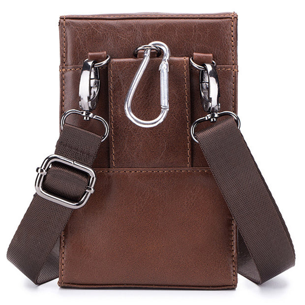 Genuine Leather Wallet Clutch Multi-Slot Waist Bag with Belt Loop Crossbody Strap