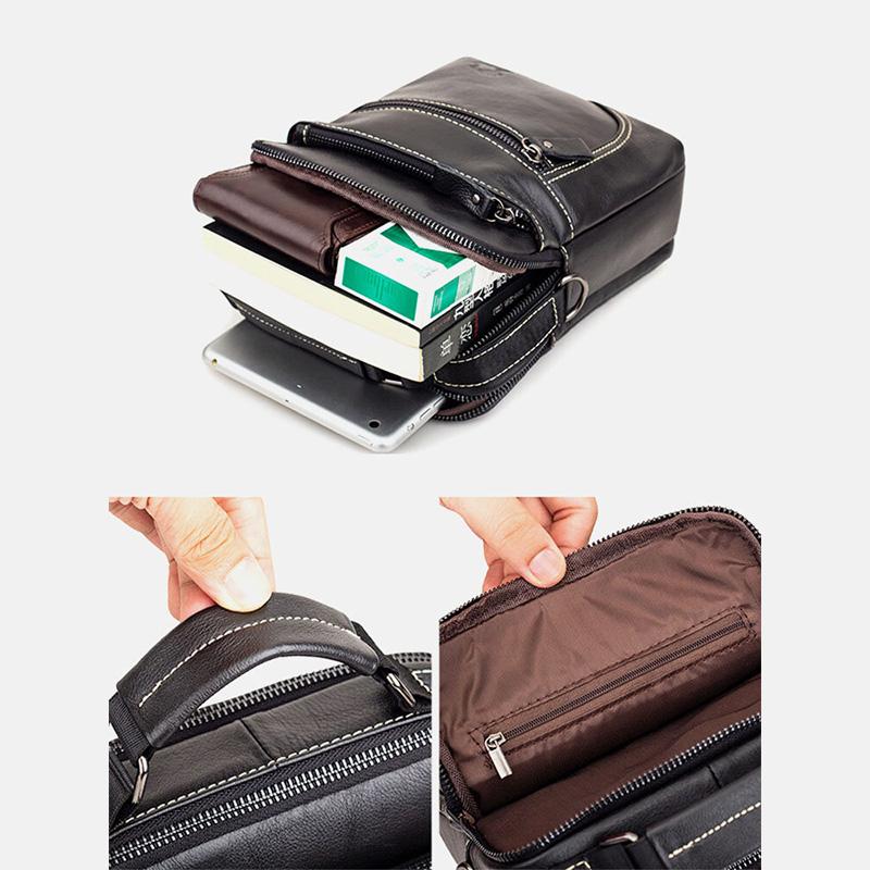 Genuine Leather Multifunction Multi-pockets Crossbody Bag