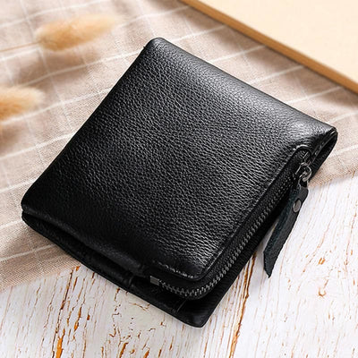 Wallet For Men Genuine Leather RFID Antimagnetic Change Coin Clip