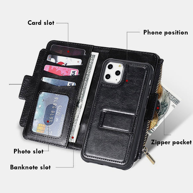 Phone Case For iPhone Detachable Magnetic Phone Bag With Wrist Strap