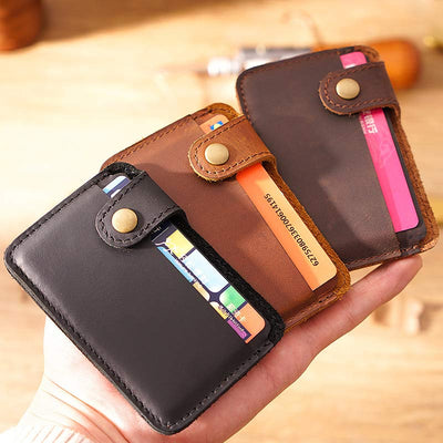 Snap Close Leather Card Holder