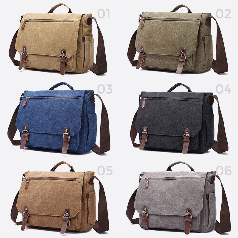 Messenger Bag for Men Portable Large Capacity Canvas Business Briefcase