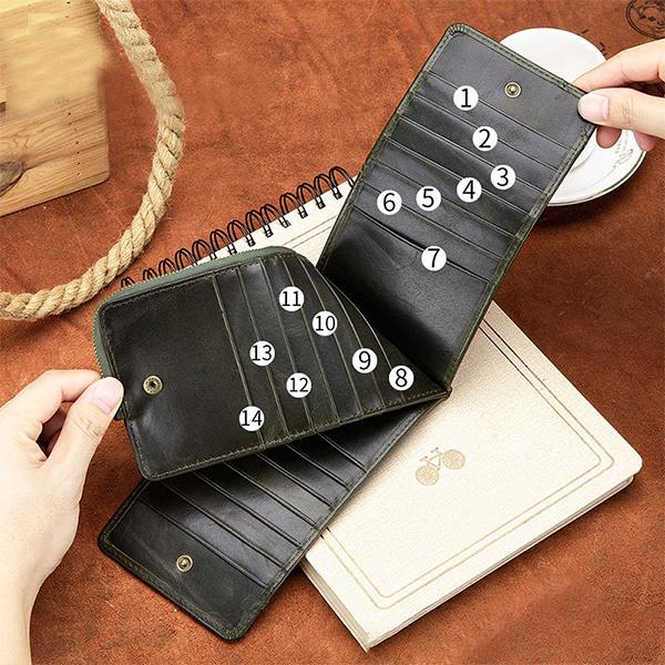 Genuine Leather Multi-Slot Long Purse