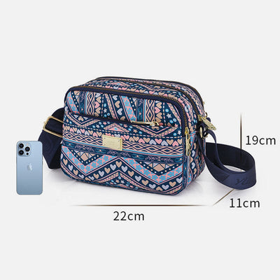 Creative Printing Purse Women Waterproof Nylon Multiple Compartment Crossbody Bag