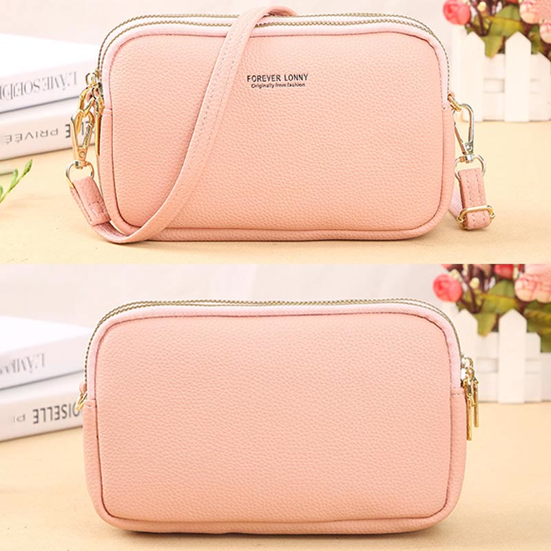 Triple Compartment Phone Bag For Women Large Space Crossbody Bag