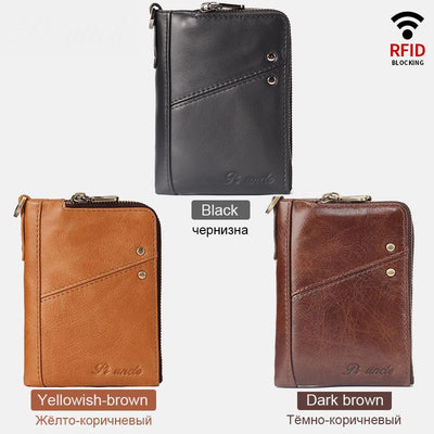 Genuine Leather RFID Multi-Slot Mini Wallet