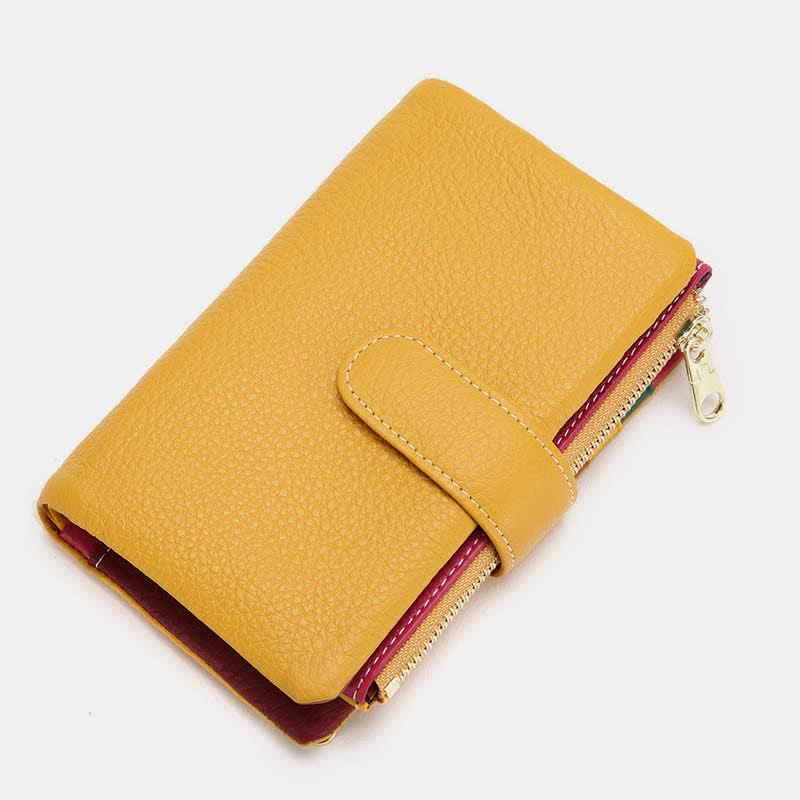 Multi-Slot Real Leather Wallet for Women RFID Blocking Bifold Compact Wallet