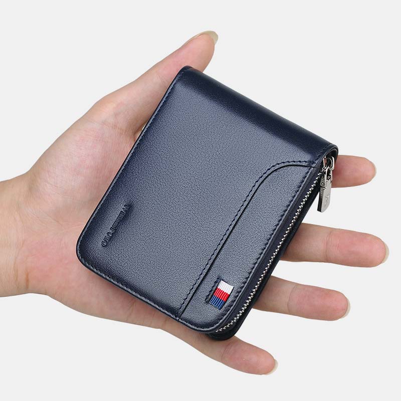 Large Capacity Luxury Real Leather Wallet Business Zip Card Holder