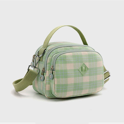 3 Layer Crossbody Bag for Women Lightweight Plaid Printed Shoulder Bag