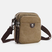 Multi-Pocket Canvas Crossbody Bag for Men with Belt Loop Adjustable Shoulder Strap