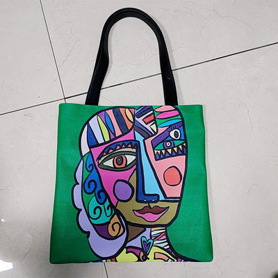 Graphic Painting Graffiti Tote Handbag for Women Lightweight Shoulder Bag