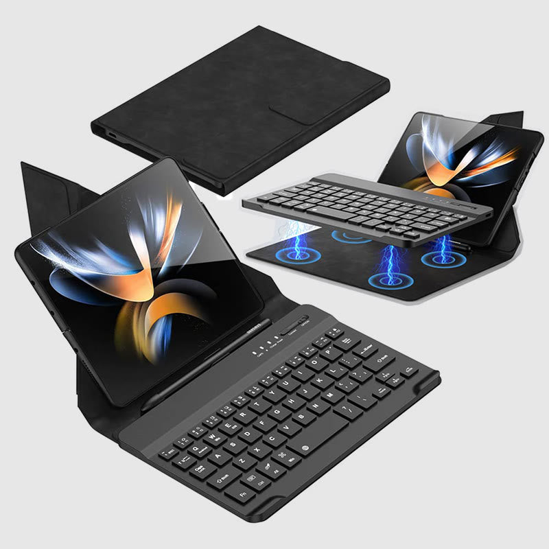 Phone Case For Samsung Light Luxury Leather Cover With Bluetooth Keyboard