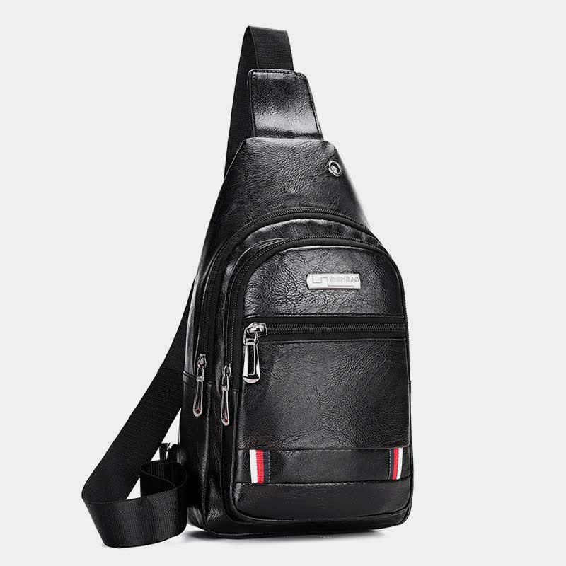 Leather Sling Bag for Men Outdoor Travel Chest Pack Daypack Backpack