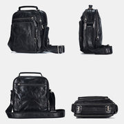 Small Messenger Bag for Men Multi-Pocket Genuine Leather Cross Body Bag