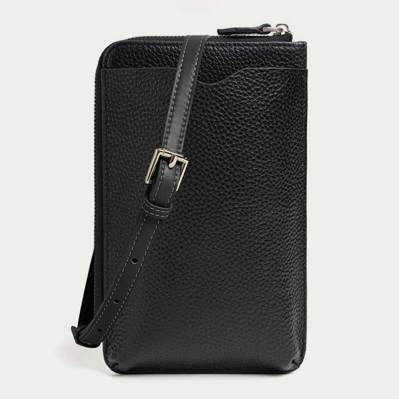 RFID Blocking Leather Phone Crossbody Wallet Bag with Adjustable Strap