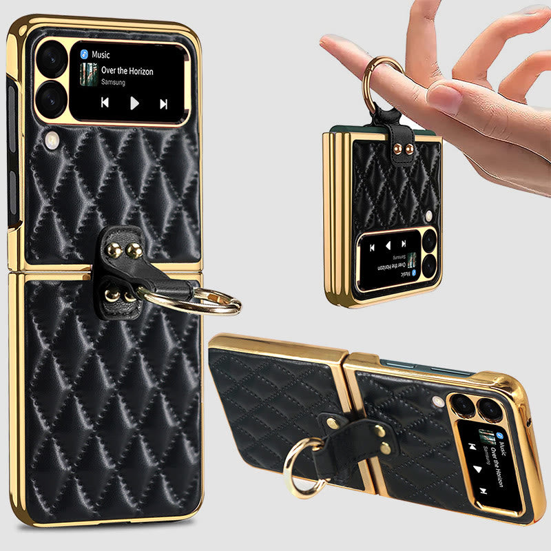 Phone Case For Z Flip Folding Rhombic Style Ring Case