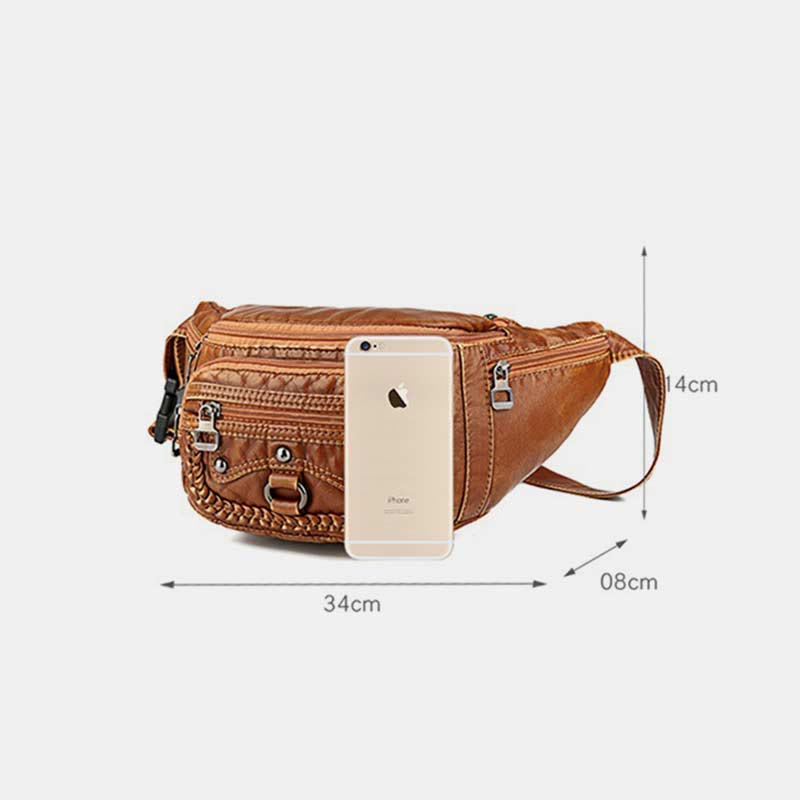 Waist Bag for Women Brown Daypack Large Capacity Crossbody Bag