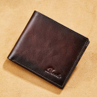 Retro Trifold Wallet For Men RFID Blocking Leather Purse