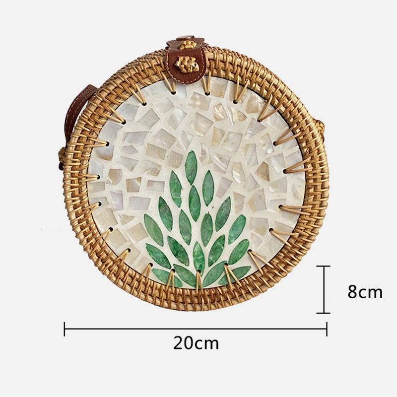 Rattan Straw Round Bag Vintage Cute Crossbody Travel Purse