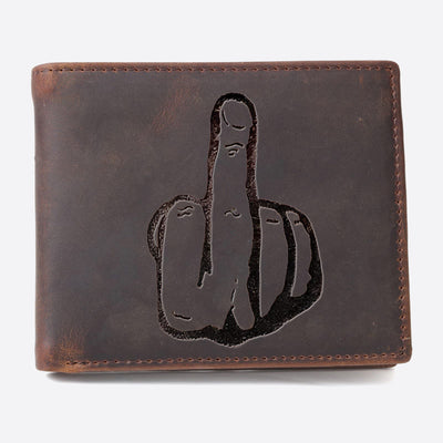 One Finger Salute Engrave Wallet For Men RFID Purse