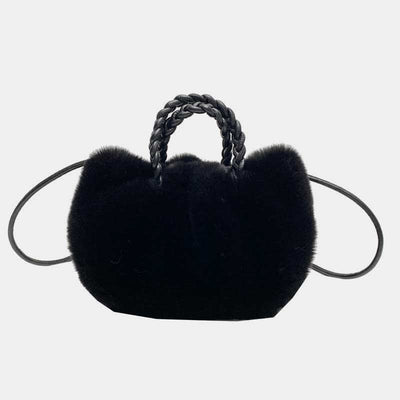 Women Faux Fur Winter Handbag Shoulder Bag Top Handle Satchel Purse