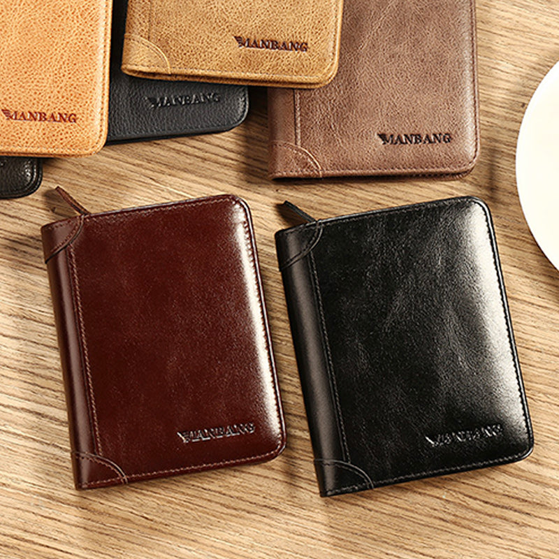 Solid RFID Genuine Leather Wallet Organizer Purse