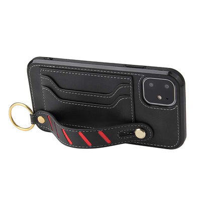 Leather Phone Case Wallet For iPhone Samsung With Wristlet Strap Card Slot