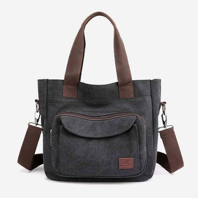 Women's Canvas Top Handle Handbag Multi-pocket Crossbody Shoulder Bag Tote Purse