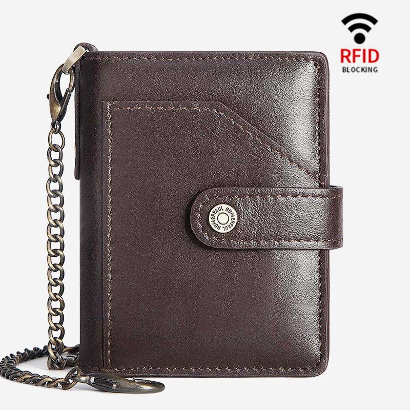 RFID Bifold Business Short Wallet With Chain