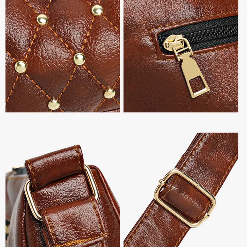 Rivet Crossbody Bag Soft Vegan Leather Purse For Women