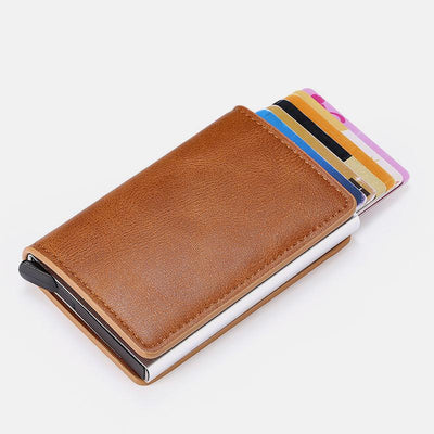 RFID Credit Card Holder With Hand-Push Metal Card Case