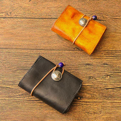 Retro Handmade Genuine Leather Card Holder Wallet for Men Women