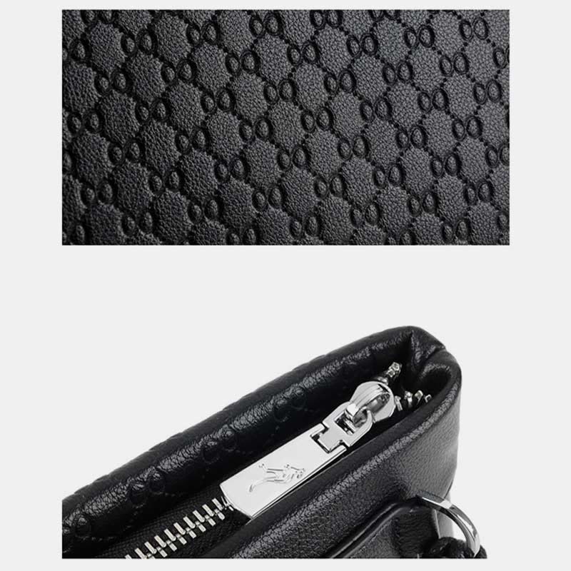 Clutch for Men Large Capacity Waterproof Black Leather Business Handbag