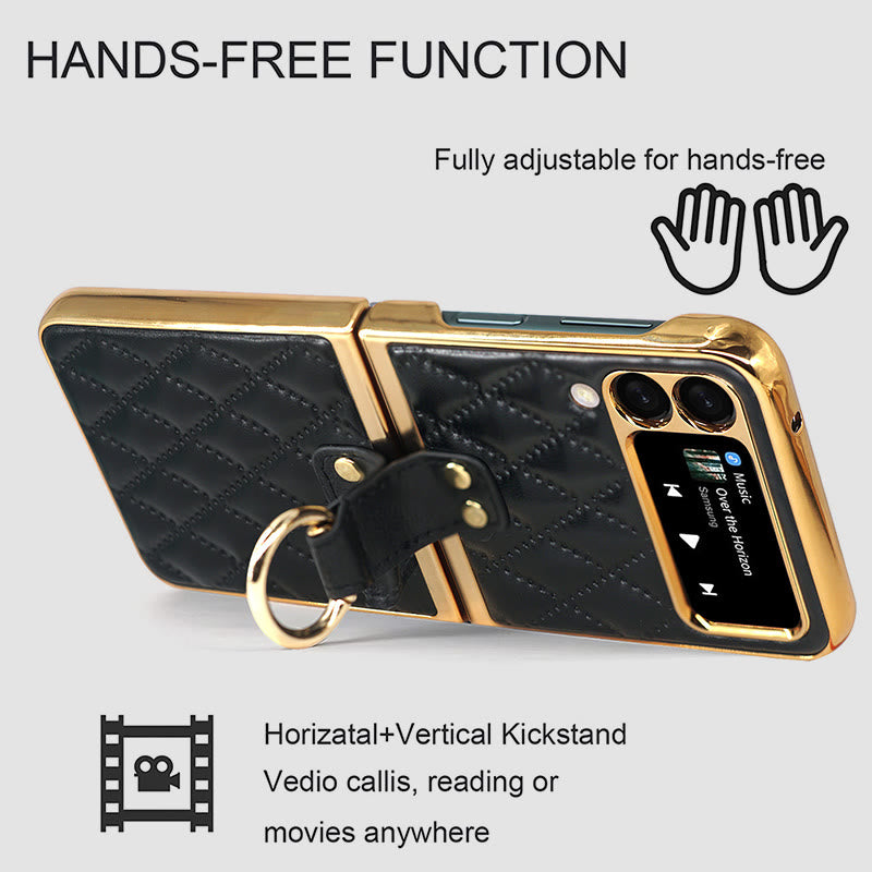 Phone Case For Z Flip Folding Rhombic Style Ring Case