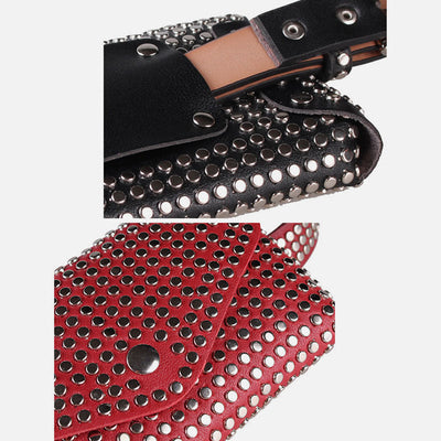 Punk Waist Bag For Women Sparkle Rivet Belt Bag