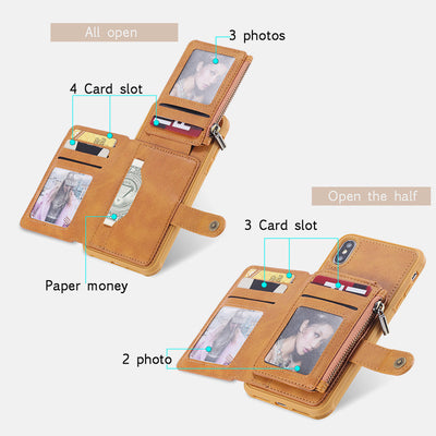 Multi-Slot Leather Wallet Case for iPhone Samsung