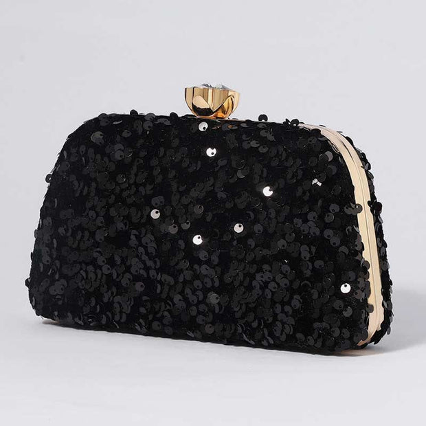 Women Glitter Clutch Beaded Sequin Party Evening Bag with Crossbody Strap