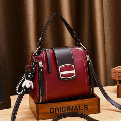 Top-Handle Bag for Women Daily Shopping Bucket Leather Crossbody Bag