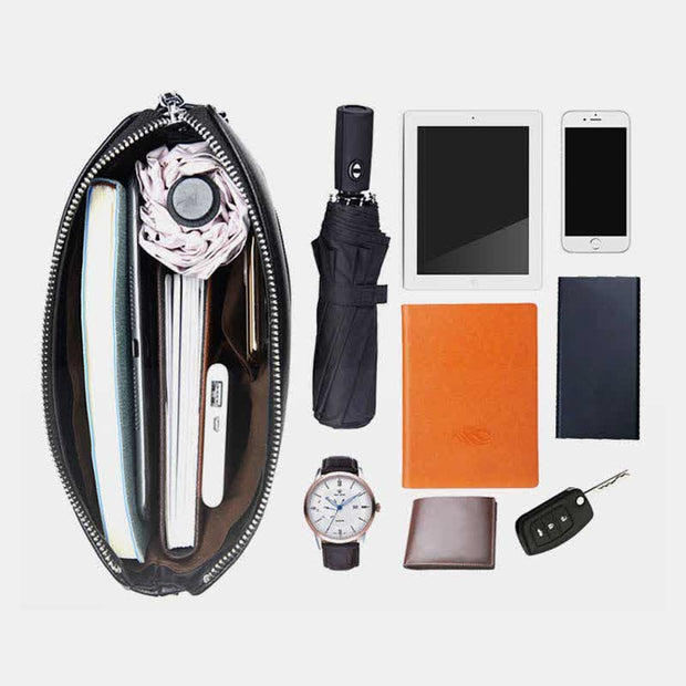 Small Leather Messenger Bag for Men Casual Business Handbag Crossbody Purse