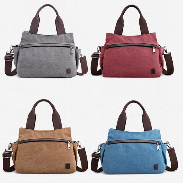 Women's Canvas Hobo Handbags Shoulder Tote Multi-Pocket Crossbody Bag