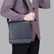 Messenger Bag For Men Leissure Plaid PU Leather Crpssbody Bag