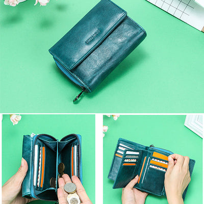 Multifunctional Genuine Leather Short Wallet